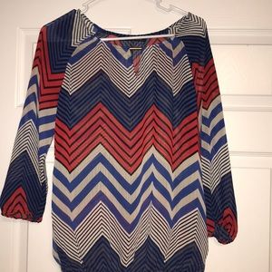 Red, white and blue chevron blouse